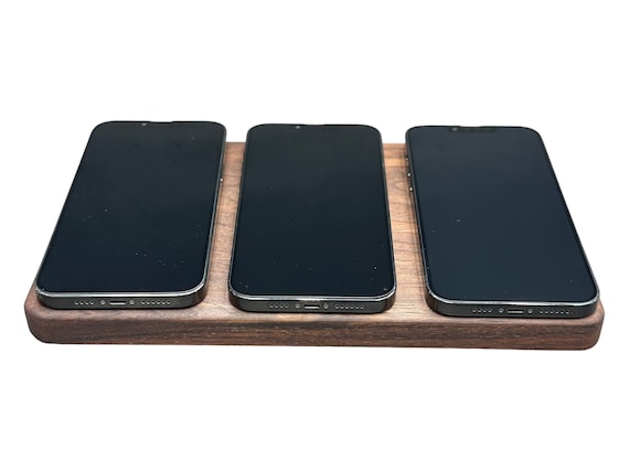 Triple MagSafe Charging Station: Solid Wood iPhone & Android Dock - Image 2