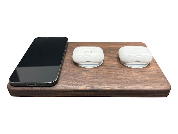 Triple MagSafe Charging Station: Solid Wood iPhone & Android Dock - Image 6