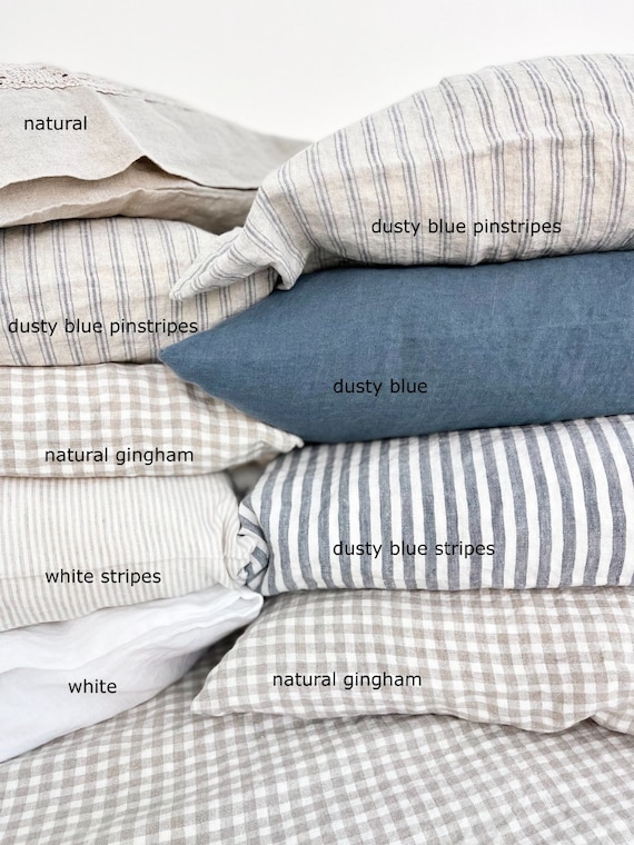 LINEN SHEETS SET. Natural linen bedding set. Top bed sheet, fitted sheet and two pillowcases seamless. - Image 6