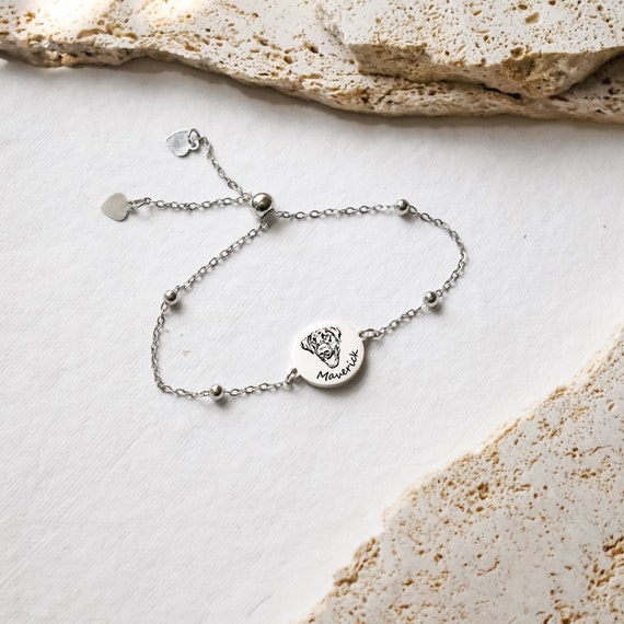 Pet Portrait Custom Bracelet for Dog Mom, Memorial Dog Photo Bangle, Engraved Cat Portrait, Cat Photo Jewelry, Pet Loss Gift, Adoption Gifts - Image 3