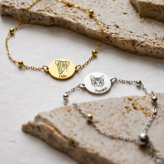 Pet Portrait Custom Bracelet for Dog Mom, Memorial Dog Photo Bangle, Engraved Cat Portrait, Cat Photo Jewelry, Pet Loss Gift, Adoption Gifts - Image 9