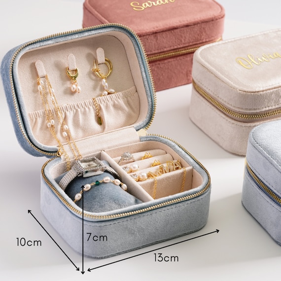 Custom Velvet Jewellery Box, Bridesmaid Gifts with Permanent Name, Wedding Gift, Gift for Her, Watch Storage, Mother's Day Gift Gift for Mum - Image 3