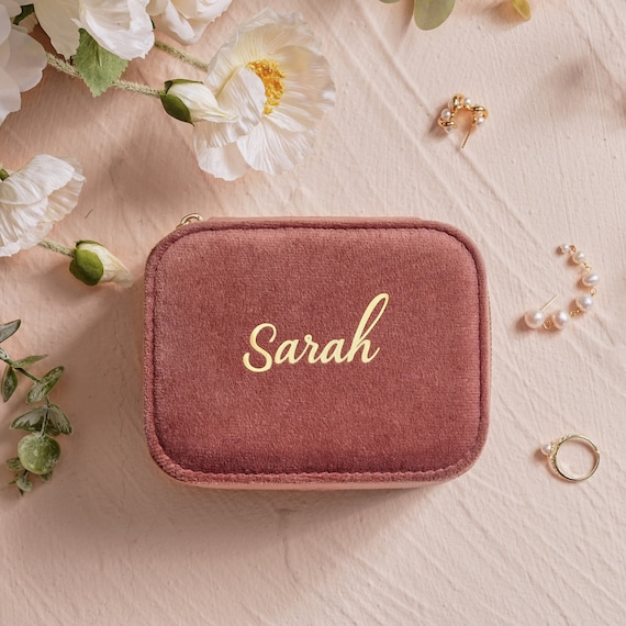 Custom Velvet Jewellery Box, Bridesmaid Gifts with Permanent Name, Wedding Gift, Gift for Her, Watch Storage, Mother's Day Gift Gift for Mum - Image 5