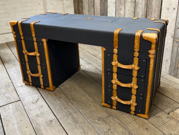 Leather & Millerain Luxury Executives Home Office Desk - Image 5