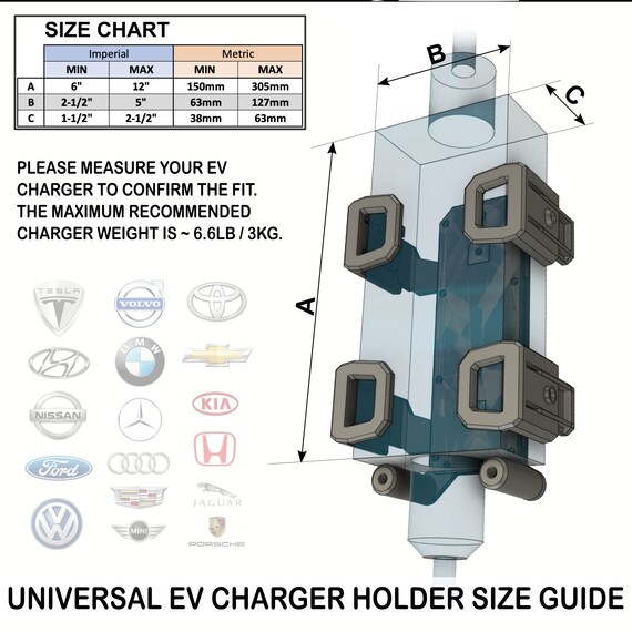UNIVERSAL ADJUSTABLE EV Portable Mobile Charger Wall Holder - plugin electrical vehicles Ford Mach Lightning Tesla Prius Bolt Kia Vw & more - Image 5