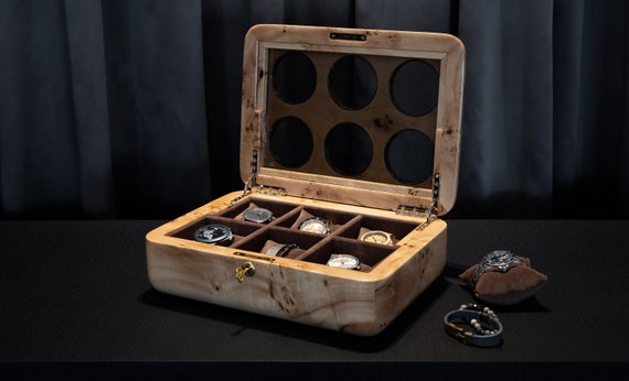 Mapa Burl Wood Watch Box: 9-Slot Luxury Watch Organizer - Image 9