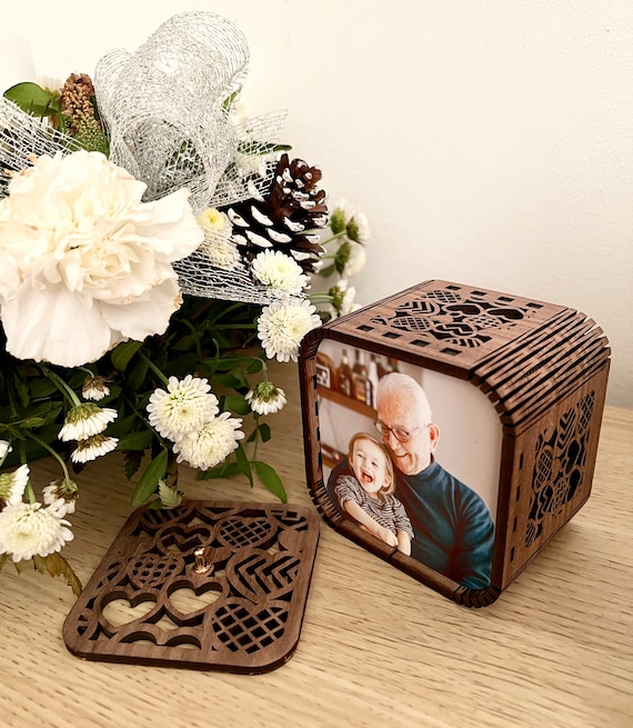 Personalised Grandparent gift wood photo cube - with audio playback (voice or music) - Image 4
