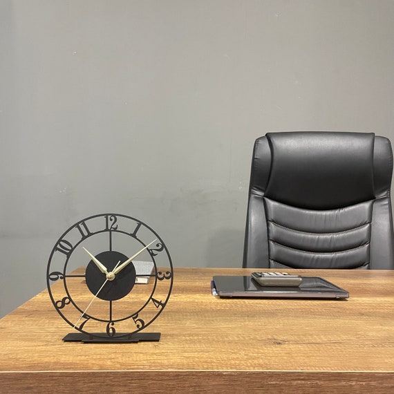 Metal Classic Desk Clock, Tabletop Clock with Numbers, Unique Design Home Office Clock, Silent Bedroom Clock, Gift for Office, Business Gift - Image 4