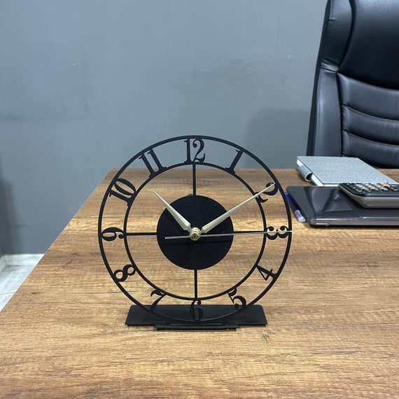 Metal Classic Desk Clock, Tabletop Clock with Numbers, Unique Design Home Office Clock, Silent Bedroom Clock, Gift for Office, Business Gift - Image 2