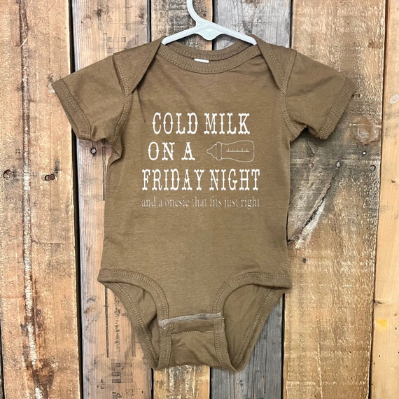 Cold Milk on a Friday Night Infant Bodysuit , Country Western Baby Bodysuit, Beige Baby, Farmer's Son, Farmer's Daughter, Cute Baby Bodysuit - Image 2