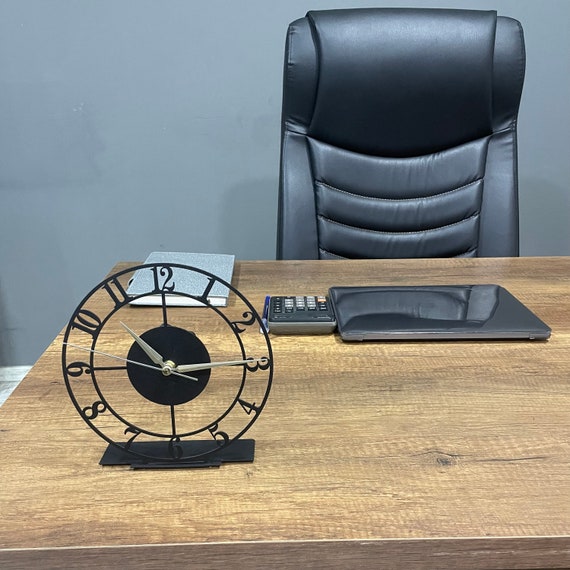 Metal Classic Desk Clock, Tabletop Clock with Numbers, Unique Design Home Office Clock, Silent Bedroom Clock, Gift for Office, Business Gift - Image 3