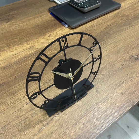 Metal Classic Desk Clock, Tabletop Clock with Numbers, Unique Design Home Office Clock, Silent Bedroom Clock, Gift for Office, Business Gift - Image 6