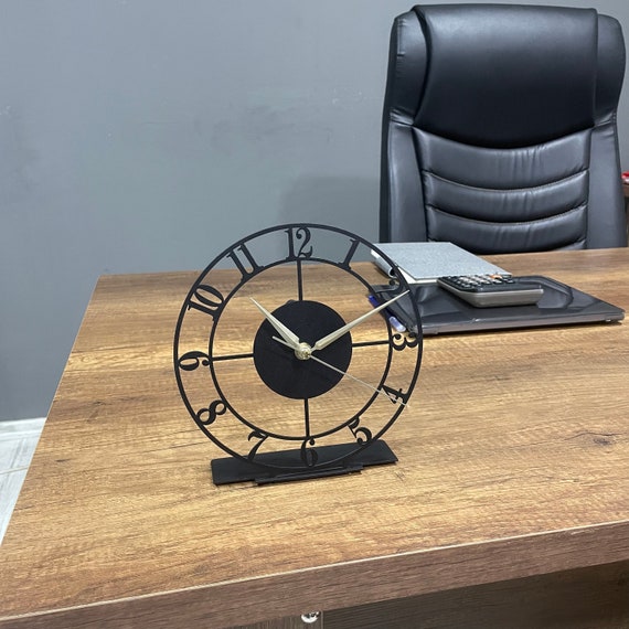 Metal Classic Desk Clock, Tabletop Clock with Numbers, Unique Design Home Office Clock, Silent Bedroom Clock, Gift for Office, Business Gift - Image 5