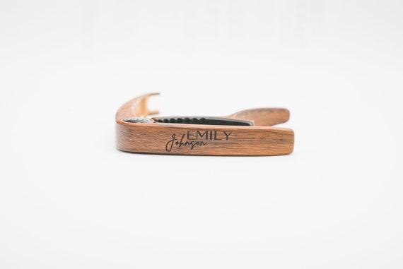 Personalized Wood Grain Guitar Capo: Engraved Custom Message - Image 8