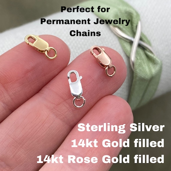 Set of 5 x Lobster Clasps for Permanent Jewelry - 14kt gold Filled or Rose or 925 Sterling Silver - 10.5mm Oval Hook Jewelry Supply USA F10