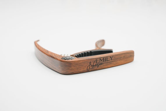 Personalized Wood Grain Guitar Capo: Engraved Custom Message - Image 7