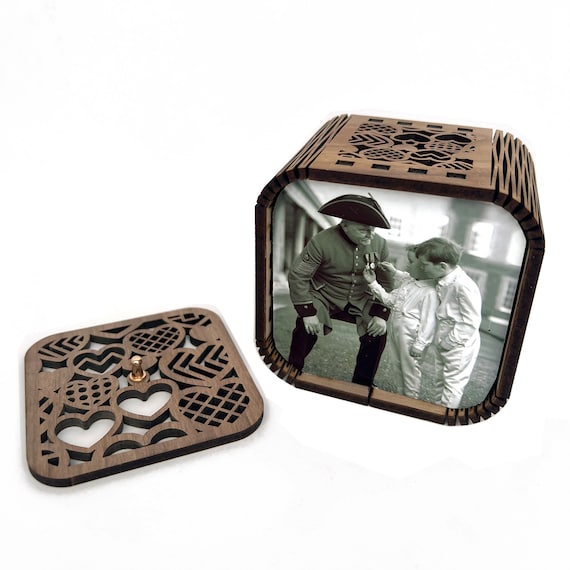 Personalised Grandparent gift wood photo cube - with audio playback (voice or music) - Image 6