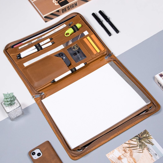 Personalized Crazy Horse Leather Portfolio, Engraved Business Padfolio with iPad Pro Case,  Custom Leather Portfolio, Corporate Gifts - Image 4