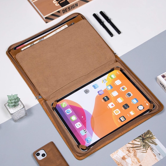 Personalized Crazy Horse Leather Portfolio, Engraved Business Padfolio with iPad Pro Case,  Custom Leather Portfolio, Corporate Gifts - Image 7