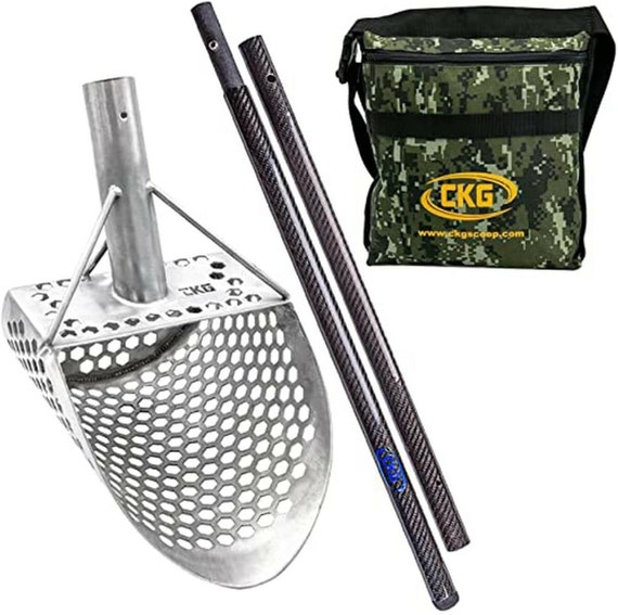CKG Sand Scoop Metal Detecting Shovel Beach Water Detector Sifting Tool with Carbon Fiber Handle Pole