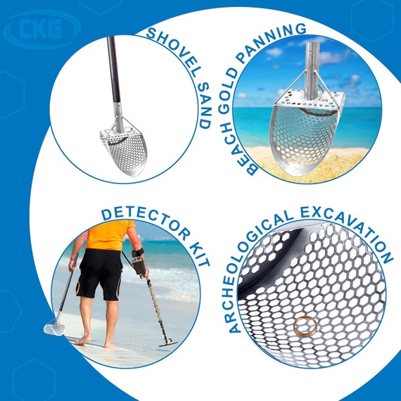 CKG Sand Scoop Metal Detecting Shovel Beach Water Detector Sifting Tool with Carbon Fiber Handle Pole - Image 5