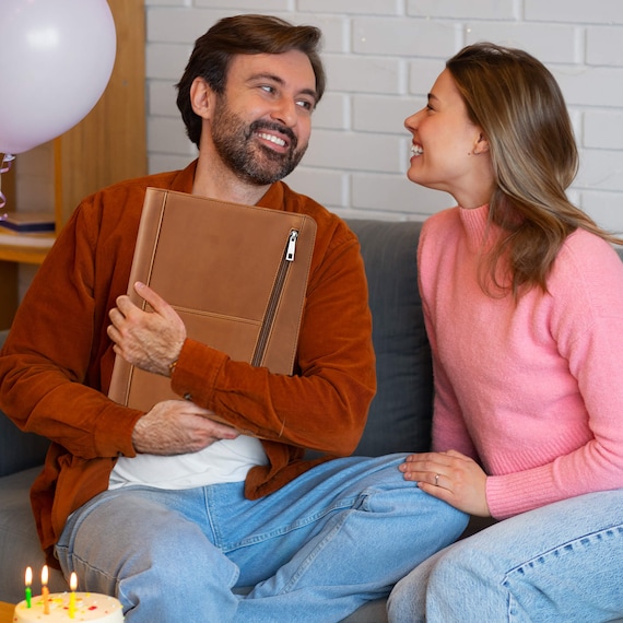 Personalized Crazy Horse Leather Portfolio, Engraved Business Padfolio with iPad Pro Case,  Custom Leather Portfolio, Corporate Gifts - Image 8