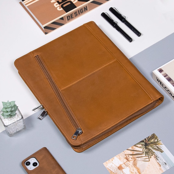 Personalized Crazy Horse Leather Portfolio, Engraved Business Padfolio with iPad Pro Case,  Custom Leather Portfolio, Corporate Gifts - Image 5
