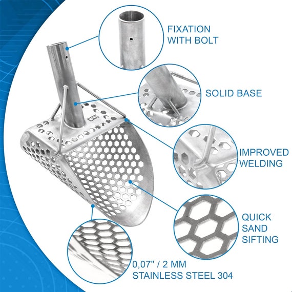 CKG Sand Scoop Metal Detecting Shovel Beach Water Detector Sifting Tool with Carbon Fiber Handle Pole - Image 4