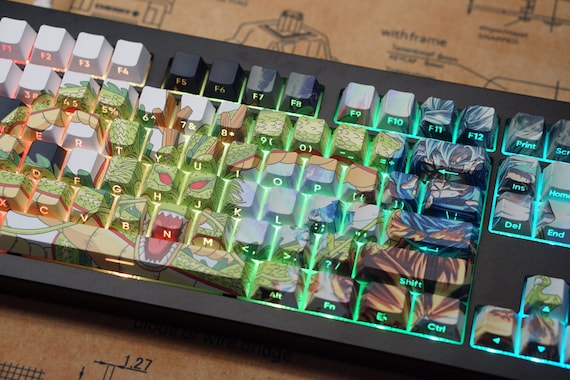 Personalized Transparent Keycap Side & Top Print Letter, Custom Cherry Profile Double Shot Shine Through PBT Keycaps for Mechanical Keyboard