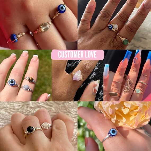 Buy 2 Get 1 Free Crystal Ring, Natural Gemstone Jewelry, Dainty Stackable Ring, Birthstone Ring, Custom Gift, Statement Ring, Wire Wrap Ring - Image 6