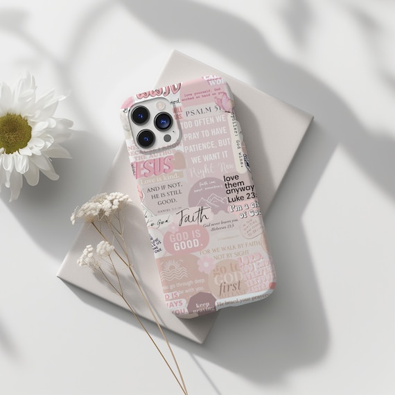 Preppy Pink Christian Phone Case: Faith Bible Verse Design - Image 4