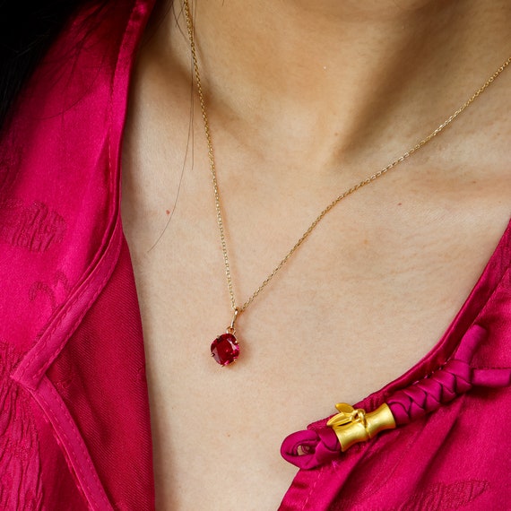 Genuine Ruby Gold Earrings, Ruby Studs Jewellery Set, Red Stone Earring Anniversary Gift, Birthday gift for her - Image 7