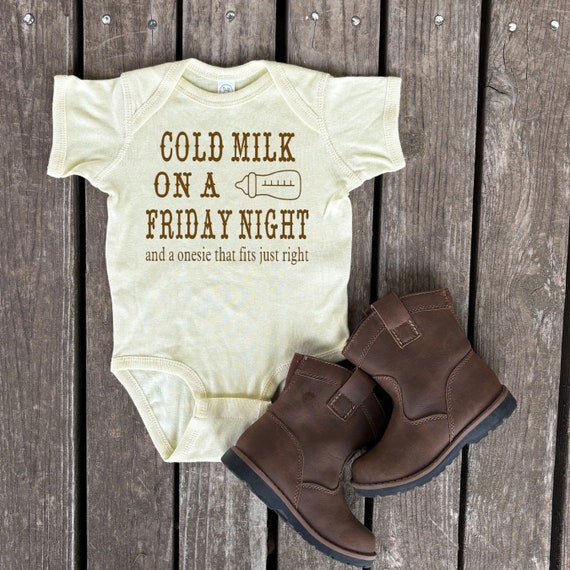 Cold Milk on a Friday Night Infant Bodysuit , Country Western Baby Bodysuit, Beige Baby, Farmer's Son, Farmer's Daughter, Cute Baby Bodysuit