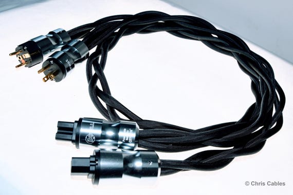 The Mamba, 268S/m high-conductivity audiophile power cable. Braided, triple-shield, with Euro & US connectors. Handmade by Chris Cables - Image 4