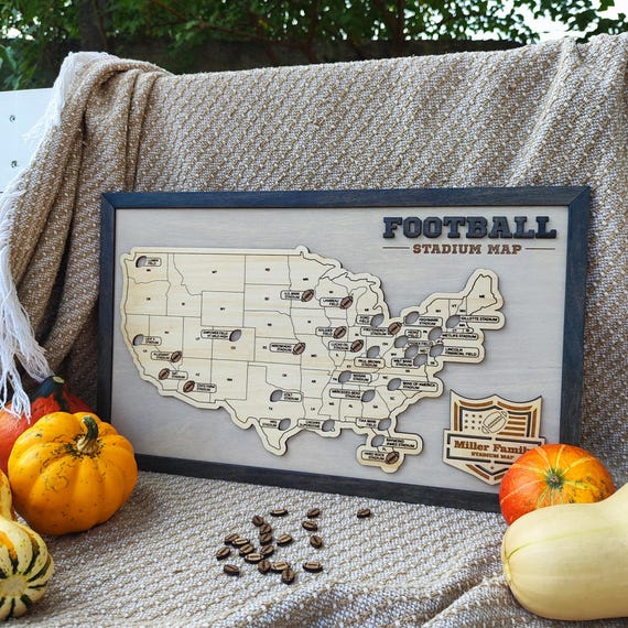 NFL Stadium Travel Map, Football Stadiums Map, Football Stadium Tracker, Personalized gift, Travel Map, Gifts For Men, Wedding Gift - Image 4