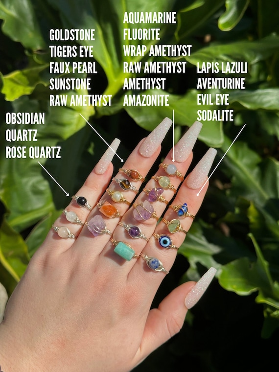 Buy 2 Get 1 Free Crystal Ring, Natural Gemstone Jewelry, Dainty Stackable Ring, Birthstone Ring, Custom Gift, Statement Ring, Wire Wrap Ring - Image 4