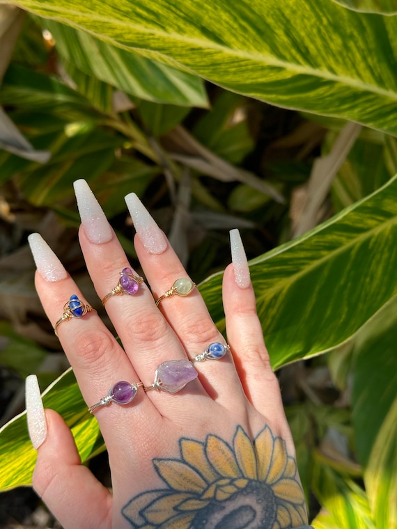 Buy 2 Get 1 Free Crystal Ring, Natural Gemstone Jewelry, Dainty Stackable Ring, Birthstone Ring, Custom Gift, Statement Ring, Wire Wrap Ring - Image 7