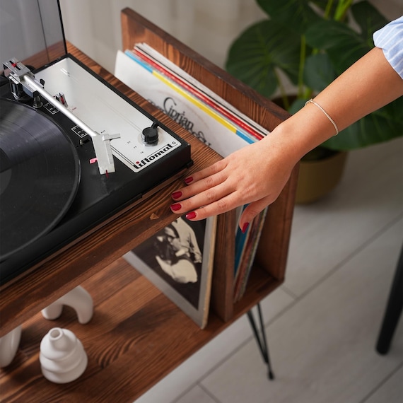 Turntable Station With Storage, Large Record Player Stand, Large Record Player Cabinet, plattenspieler mobel - Image 2