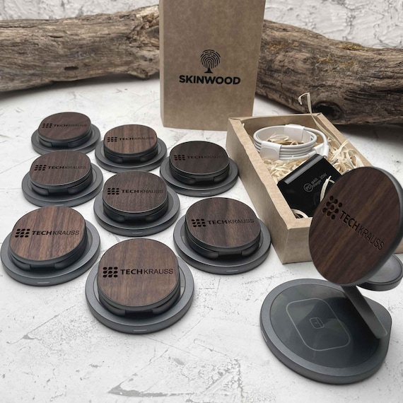 3 In 1 Wireless Charger, Practical Wood Desktop charger fast charges iPhone, AirPods, and Apple Watch. Compatible with MagSafe iPhone - Image 2