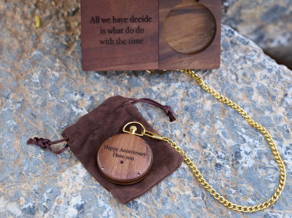 Custom Engraved Pocket Watch with Personalized Watch Stand, Wooden Watch, Perfect 1-Year Anniversary & 21st Birthday Gift for Him - Image 8