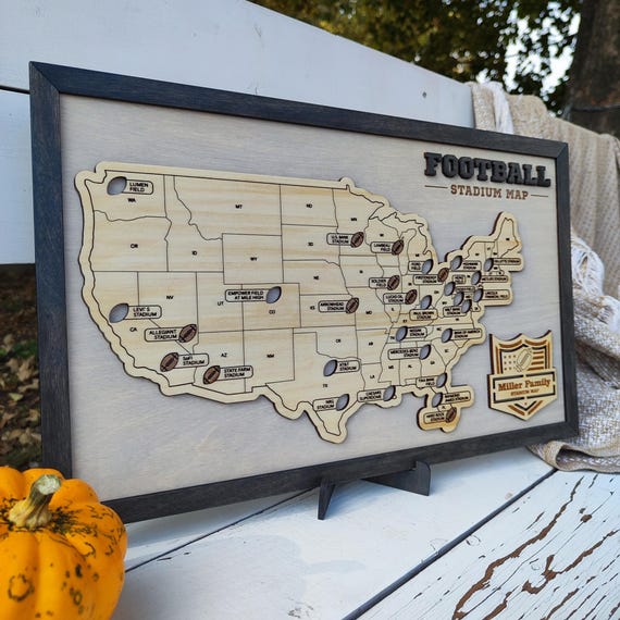 NFL Stadium Travel Map, Football Stadiums Map, Football Stadium Tracker, Personalized gift, Travel Map, Gifts For Men, Wedding Gift