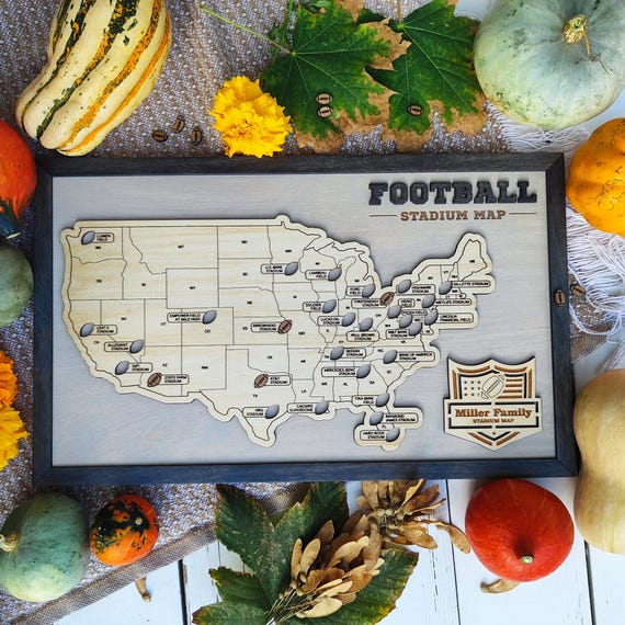 NFL Stadium Travel Map, Football Stadiums Map, Football Stadium Tracker, Personalized gift, Travel Map, Gifts For Men, Wedding Gift - Image 5