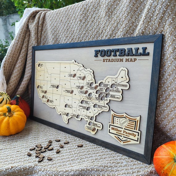 NFL Stadium Travel Map, Football Stadiums Map, Football Stadium Tracker, Personalized gift, Travel Map, Gifts For Men, Wedding Gift - Image 3
