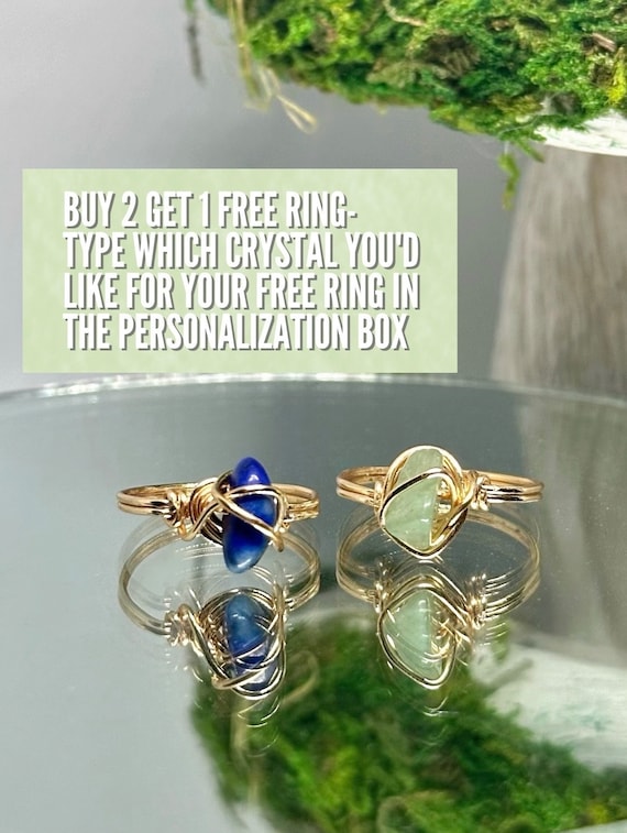 Buy 2 Get 1 Free Crystal Ring, Natural Gemstone Jewelry, Dainty Stackable Ring, Birthstone Ring, Custom Gift, Statement Ring, Wire Wrap Ring - Image 2