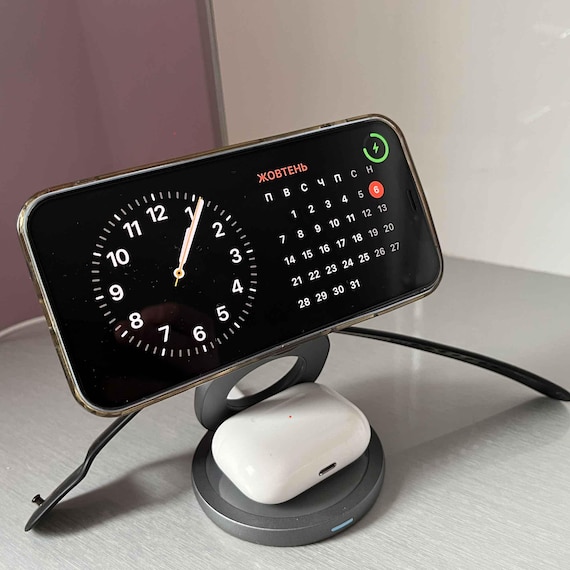 3 In 1 Wireless Charger, Practical Wood Desktop charger fast charges iPhone, AirPods, and Apple Watch. Compatible with MagSafe iPhone - Image 4