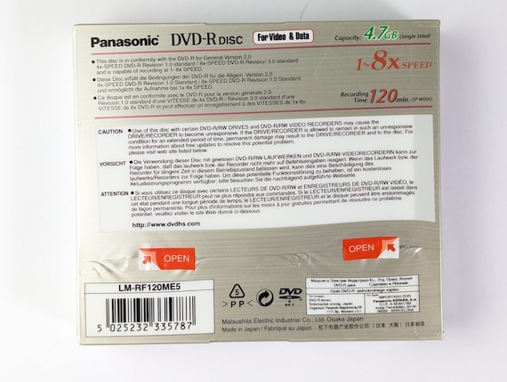 RARE! Sealed 5-Pack Panasonic DVD-R 4.7GB Blank DVD 120 min. 8x - Japan - Image 3