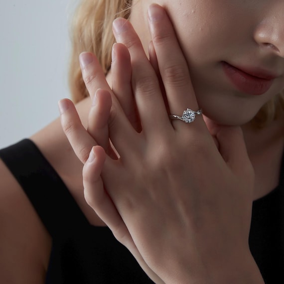 PERIMADE Moissanite Engagement Ring • Moissanite Snowflake Bypass Ring • Sterling Silver Wedding Jewelry • Trendy Best Friend Gift - Image 2