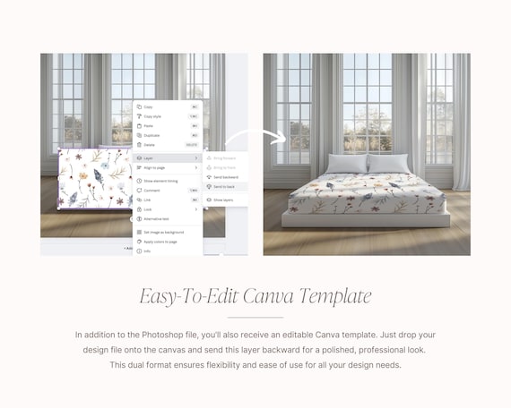 Bedding mockup, Bed sheet mockup, Fabric mockup, Pillow mockup, Bedroom mockup, Pattern mockup, Fitted sheet Canva mockup, Textile mockup - Image 4