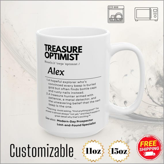 Gift for Metal Detector fans,  Customizable metal detector gift, Definition mug for Metal Detector Enthusiast, Friendsgiving, Dad Gift, - Image 3