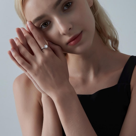 PERIMADE Moissanite Engagement Ring • Moissanite Snowflake Bypass Ring • Sterling Silver Wedding Jewelry • Trendy Best Friend Gift - Image 4